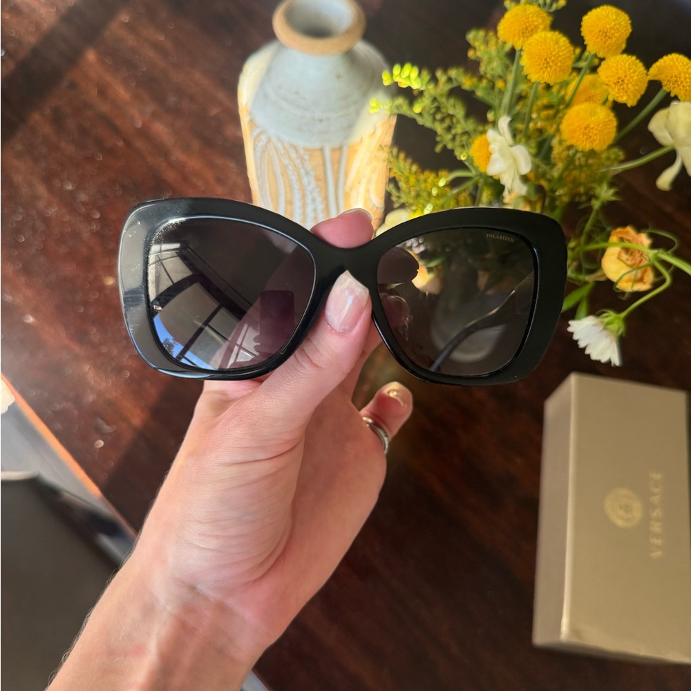 Versace Glossy Black Oversized Sunglasses